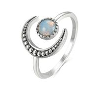 IMINI Bague d'éternité fine en forme de croissant de lune, opale et soleil, pour femmes, filles, adolescentes, délicates, minimalistes, empilables, réglables et extensibles, pour meilleure amie