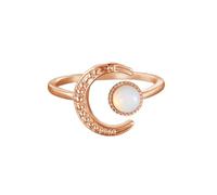 IMINI Bague d'éternité fine en forme de croissant de lune, opale et soleil, pour femmes, filles, adolescentes, délicates, minimalistes, empilables, réglables et extensibles, pour meilleure amie,