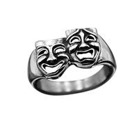 IMINI Bague en forme de masque de théâtre - Bijou de tragédie vintage pour homme et femme - Cadeau unique pour anniversaire de meilleure amie, Métal, Aucune pierre précieuse