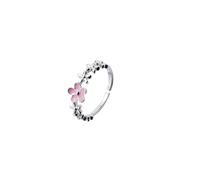 IMINI Bague ouverte en fleurs de cerisier rose pour femmes et filles - Bague réglable pour promesse d'amour, mariage, fiançailles, déclaration de fleur délicate - Bijoux cadeaux d'anniversaire, Plaqué