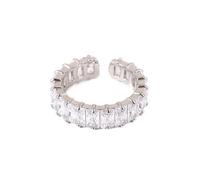 IMINI Bague ouverte réglable en oxyde de zirconium cubique coupe princesse rectangulaire empilable bague éternité bijoux cadeaux pour femmes filles BBF anniversaire, Métal, Zircone cubique