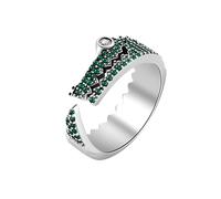 IMINI Bague Réglable Crocodile Vintage Plaqué Argent avec Oxyde de Zirconium Vert, Doigt Ouvert Orteil Déclaration Bijoux pour Femme Homme Idée Cadeau Animal Unique