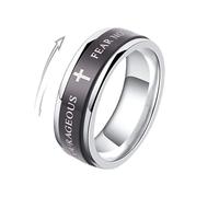 IMINI Bague spinner en acier inoxydable de 8 mm - Bijoux croix chrétienne gravés Lord's Prayer Bracelet tournant pour soulagement de l'anxiété pour hommes et femmes, cadeaux d'anniversaire de Noël