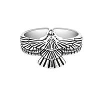 IMINI Bague vintage en forme d'aigle avec plumes et faucon - Bague ouverte réglable - Oiseau cool Hip Hop - Aigle volant - Bijou tendance viking nordique - Cadeau pour homme et femme - Style punk,