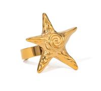 IMINI Bague Vintage Étoile de Mer en Acier Inoxydable Plaqué - Ouverte et Ajustable en Spirale, Style Océan | Cadeau Élégant et Confortable pour Femme Plage, Fête, Anniversaire