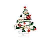 IMINI Broche délicate de sapin de Noël avec couverture neigeuse en strass, émail, étoile porte-bonheur en cristal, jolie décoration pour femmes et filles, épingle de noël, clip pour pull, écharpe