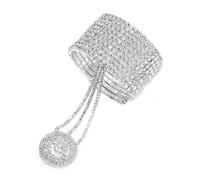 IMINI Chaîne Argentée Ornée De Strass - Bracelet Connecté à Bague Ajustable - Bijou Main Femme Scintillant - Idéal Pour Soirée Bohème Anniversaire Ou Fête Des Mères - Cadeau Romantique