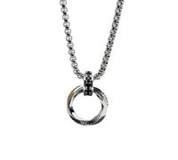 IMINI Collier avec pendentif en forme de cercle infini - Breloque géométrique irrégulière entrelacée sur chaîne en acier inoxydable de 60 cm, bijou punk Hip Hop pour homme et femme