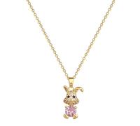 IMINI Collier délicat lapin avec pendentif réglable pour femme en acier inoxydable, cristal CZ lapin animal, colliers à chaîne, cadeaux d'anniversaire de Pâques, bijoux de 18 pouces, Piccolo, Acier