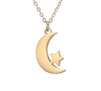 IMINI Collier minimaliste avec pendentif croissant de lune et étoile - Chaîne réglable en acier inoxydable de 42 à 47 cm, bijou céleste simple et tendance pour femme, à porter au quotidien et à un