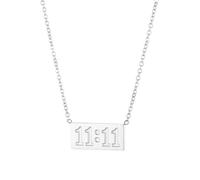IMINI Collier Numéro Angélique 11:11 Pendentif Carré Doré 18K Pour Femme Homme Chaîne Réglable Bijou Porte Bonheur Cadeau Personnalisé Symbolique Anniversaire Fête Spiritualité (Argent)