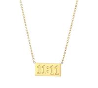 IMINI Collier Numéro Angélique 11:11 Pendentif Carré Doré 18K Pour Femme Homme Chaîne Réglable Bijou Porte Bonheur Cadeau Personnalisé Symbolique Anniversaire Fête Spiritualité (Doré)
