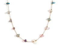 IMINI Collier ras du cou en acier inoxydable avec pierre naturelle colorée pour femmes filles pierre précieuse irrégulière plaqué or 18 carats avec perles chaîne réglable 16 pouces colliers, Piccolo,