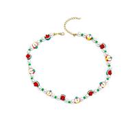IMINI Collier ras du cou en perles de fruits colorées pour femmes, adolescentes, filles, breloque réglable en forme de pomme de pastèque, chaîne de perles, bijoux tendance, cadeau d'anniversaire de