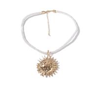 IMINI Grand Collier Pendentif Soleil Pour Femmes Plaqué Or Fait Main Boho Martelé Chaîne De Corde De Tournesol Colliers Réglables Mode Chic Plage Fête De Vacances Bijoux 19 Pouces (Doré)