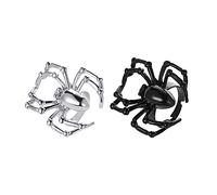IMINI Lot de 2 bagues araignées noires et blanches assorties pour couple - Bagues ouvertes - Bague arachnide réglable - Fahion - Costume d'Halloween - Cadeaux de fête pour femmes, filles et hommes,