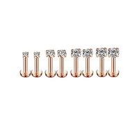 IMINI Lot de 4 paires de boucles d'oreilles à tige en acier inoxydable pour labret, cartilage, tragus, monroe, lèvre, nez, hélix, pour femmes, hommes, filles, garçons, 1,2 x 8, 2 mm, 3 mm, 4 mm, 5 mm,