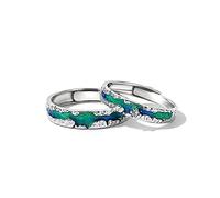 IMINI Nothern Light Aurora Polaris Paire de bagues pour elle et lui en argent sterling 925 Motif ciel étoilé assorti Bague de fiançailles ouverte réglable, Argent sterling, Zircone cubique