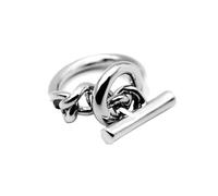 IMINI Punk OT Boucle Chaîne Anneau - Hypoallergénique Plaqué Argent Unisexe Band Bijoux pour Cocktail Party & Festival de Musique Confortable Knuckle Majeur Bague Taille Q