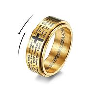 IMINI Versets de la Bible inspirants Jésus Christ Seigneur Prière Soulagement du stress Bague pour homme et femme Rotation libre en acier inoxydable Cadeau d'anniversaire Saint-Valentin, taille