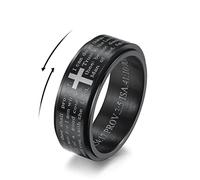 IMINI Versets de la Bible inspirants Jésus Christ Seigneur Prière Soulagement du stress Bague pour homme et femme Rotation libre en acier inoxydable Cadeau d'anniversaire Saint-Valentin, Métal,