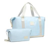 imiomo Sac de Sport de Voyage - Sacs de Week-End pour Femme, Grand Sac fourre-Tout de Nuit, Sac de Sport à bandoulière pour hôpital, Bleu Glace, Sac de Voyage