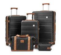 imiomo Set de Valises, 5 Pièces Ensemble de Valise Trolley de Voyage, Bagages Cabine à Grand Espace, Roues 360° et Serrure TSA, Inclus 1 Trousse de Toilette et 1 Sac Imperméable