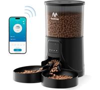 IMIPAW Distributeur Croquettes Chat Automatique 2 Bols, WiFi 2.4G, Commande APP Distributeur de Croquettes, Minuterie Programmable, 4L, 1-10 Repas par Jour pour Petits Chiens et Chats