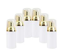 IMIROOTREE Lot de 6 flacons à pompe vides en plastique blanc avec pompe dorée pour savon pour les mains, nettoyage et cosmétiques de voyage (50 ml)