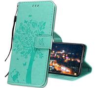IMIRST Coque pour Oppo A15 Rabat Étui, Oppo A15 Protection Housse en Cuir PU, Coques Portefeuille pour Oppo A15 Smartphone. KT1 Wish Tree Green