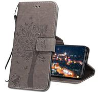 IMIRST Coque pour Oppo A73 5G Rabat Étui, Oppo Reno4 Z 5G Protection Housse en Cuir PU, Coques Portefeuille pour Oppo A73 5G / Oppo Reno4 Z 5G Smartphone. KT1 Wish Tree Gray