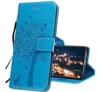 IMIRST Coque pour Oppo A73 5G Rabat Étui, Oppo Reno4 Z 5G Protection Housse en Cuir PU, Coques Portefeuille pour Oppo A73 5G / Oppo Reno4 Z 5G Smartphone. KT1 Wish Tree Blue