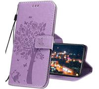 IMIRST Coque pour Oppo A73 5G Rabat Étui, Oppo Reno4 Z 5G Protection Housse en Cuir PU, Coques Portefeuille pour Oppo A73 5G / Oppo Reno4 Z 5G Smartphone. KT1 Wish Tree Purple