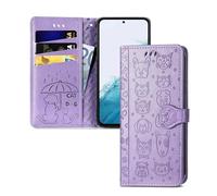 IMIRST Coque pour Samsung Galaxy S25 FE 5G Magnétique Protection Emplacements Cartes Portefeuille Flip Case Protection Etui Housse Premium en Cuir PU Coque pour Samsung S25 FE 5G. SD Cat Dog Purple