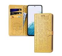 IMIRST Coque pour Samsung Galaxy S25 FE 5G Magnétique Protection Emplacements Cartes Portefeuille Flip Case Protection Etui Housse Premium en Cuir PU Coque pour Samsung S25 FE 5G. SD Cat Dog Yellow