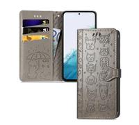 IMIRST Coque pour Samsung Galaxy S25 FE 5G Magnétique Protection Emplacements Cartes Portefeuille Flip Case Protection Etui Housse Premium en Cuir PU Coque pour Samsung S25 FE 5G. SD Cat Dog Gray