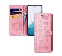 IMIRST Coque pour Samsung Galaxy S25 FE 5G Magnétique Protection Emplacements Cartes Portefeuille Flip Case Protection Etui Housse Premium en Cuir PU Coque pour Samsung S25 FE 5G. SD Cat Dog Pink