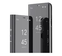 IMIRST Étui à Rabat pour iPhone 16e Effet Miroir Transparent avec Béquille Coque de Protection Style Livre pour Apple iPhone 16e. Flip Mirror: Black