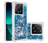 IMIRST Etui de Téléphone Compatible avec Xiaomi 13T Bling Liquid Glitter Silicone Housse de Protection Anti-Choc Airbag Bumper Shell Xiaomi 13T / 13T Pro. YBW Love Blue