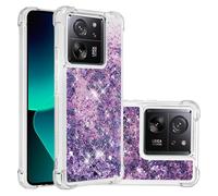 IMIRST Etui de Téléphone Compatible avec Xiaomi 13T Bling Liquid Glitter Silicone Housse de Protection Anti-Choc Airbag Bumper Shell Xiaomi 13T / 13T Pro. YBW Love Purple