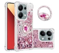 IMIRST Etui de Téléphone pour Redmi Note 13 Pro 4G Bling Paillettes Liquidsands étincelle Coque Diamant Anti-Chocs pour Xiaomi Redmi Note 13 Pro 4G / Poco M6 Pro 4G. YBK Love Rosegold