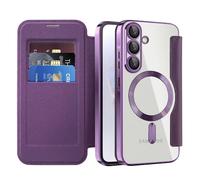 IMIRST Étui Magnétique pour Samsung Galaxy A26 5G, [Compatible avec MagSafe] [Blocage RFID] Housse à Rabat en Cuir Coque de Téléphone Transparente Antichoc pour Samsung A26 5G, WD Purple
