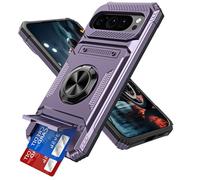 IMIRST Étui Portefeuille pour Google Pixel 9/9 Pro avec Porte-Cartes (2 Cartes), Anneau Rotatif Support, Protection Antichoc de Qualité Militaire, Magnétique pour Google Pixel 9, LM Violet