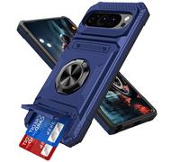 IMIRST Étui Portefeuille pour Google Pixel 9 Pro XL avec Porte-Cartes (2 Cartes), Anneau Rotatif Support, Protection Antichoc de Qualité Militaire, étui Magnétique pour Google Pixel 9 Pro XL, LM Bleu