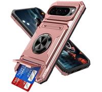 IMIRST Étui Portefeuille pour Google Pixel 9 Pro XL avec Porte-Cartes (2 Cartes), Anneau Rotatif Support, Protection Antichoc de Qualité Militaire, Magnétique pour Google Pixel 9 Pro XL, LM Or Rose
