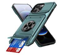 IMIRST Étui Portefeuille pour iPhone 14 Pro Max avec Porte-Cartes (2 Cartes), Anneau Rotatif Support, Protection Antichoc de Qualité, étui Magnétique Antichoc pour Apple iPhone 14 Pro Max, LM Vert