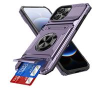 IMIRST Étui Portefeuille pour iPhone 15 Pro Max avec Porte-Cartes (2 Cartes), Anneau Rotatif Support, Protection Antichoc de Qualité, étui Magnétique Antichoc pour Apple iPhone 15 Pro Max, LM Violet