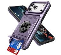 IMIRST Étui Portefeuille pour iPhone 17 Pro avec Porte-Cartes (2 Cartes), Anneau Rotatif Support, Protection Antichoc de Qualité, étui Magnétique Antichoc pour Apple iPhone 17 Pro, LM Violet