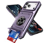 IMIRST Étui Portefeuille pour iPhone 2025 Pro avec Porte-Cartes (2 Cartes), Anneau Rotatif Support, Protection Antichoc de Qualité, étui Magnétique Antichoc pour Apple iPhone 2025 Pro, LM Violet