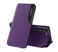IMIRST Étui Smart View pour Samsung S25 FE 5G Leather Flip Cover with Kickstand Stylish Mirror Clear Display Half Window Phone Shell for Samsung Galaxy S25 FE 5G. QHA: Purple